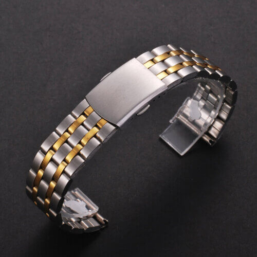 Uhrenarmband metall silbern-golden 5 Glieder