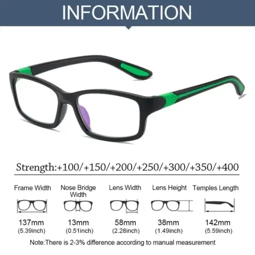 Lesebrille Bilbao mit Blaulichtfilter Abmessungen