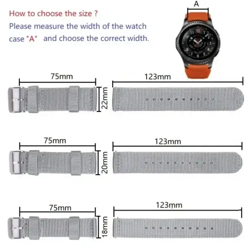 Uhrenarmband Nylon mit Schnellwechselsystem 18mm/20mm/22mm – Bild 2
